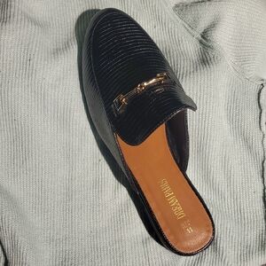 Dream Pairs Black Loafers with Gold Accent